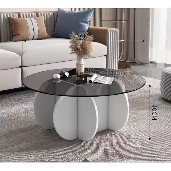 Simple Light Luxury Solid Wood Acrylic Coffee Table Living Room Round Tea Table
