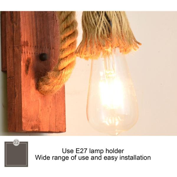 Vintage Wooden Wall Light for Restaurant Coffee Shop Decor rope wall lamp (WH-VR-51)
