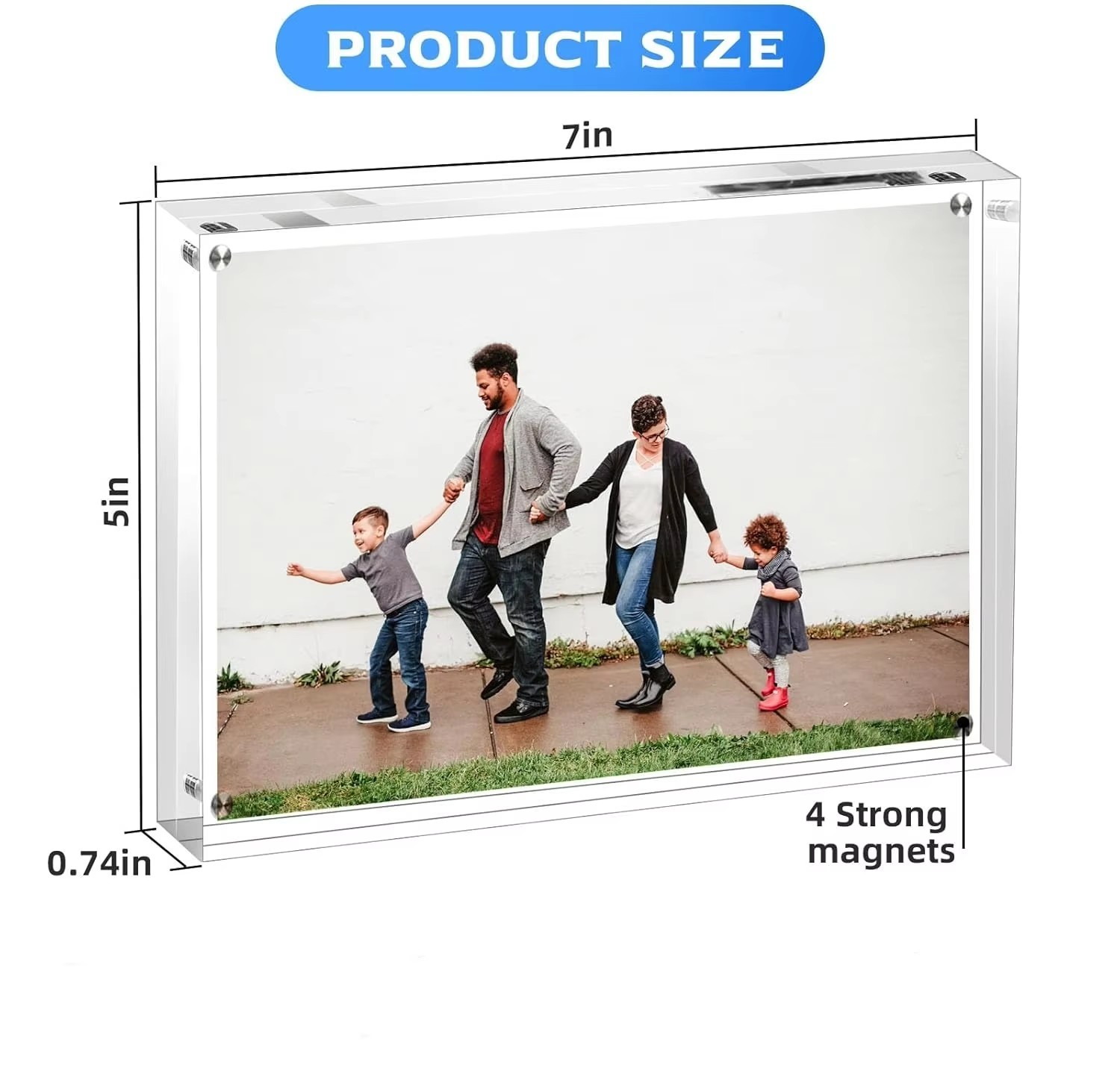 Desktop Decoration Perspex Picture Frames Magnetic Closure And Double Sided Display