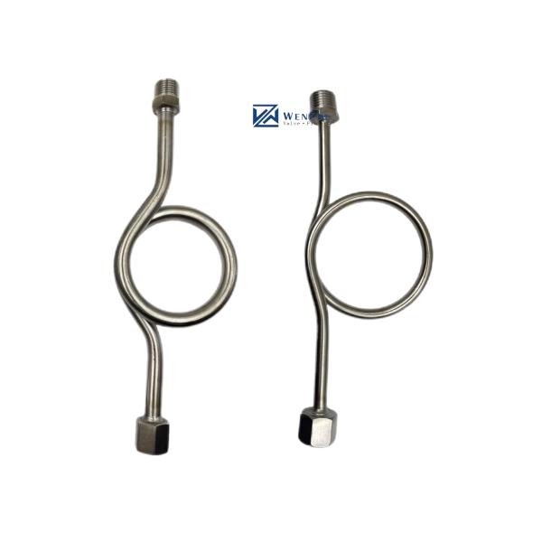 SS304 316 316L Anillo redondo 6000 PSI 1/2 NPT BSPT Medidor de presión giratorio tubo de sifón Snubber