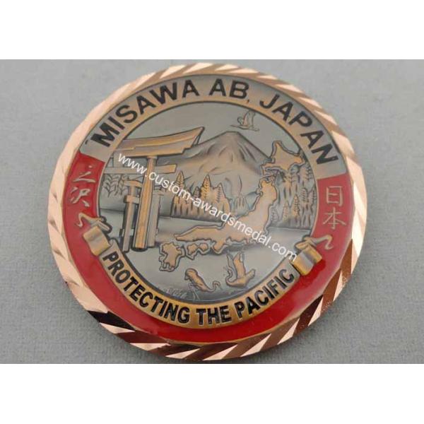 3D Antique Copper Plating Brass American Personalized Coins for Awards, with Diamond Cut Edge