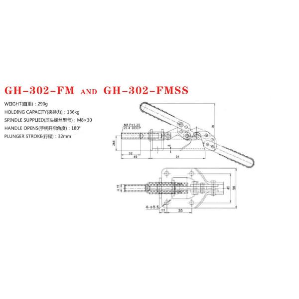 Quick Release Push Pull Action Toggle Clamps 302FM Destaco 605 Eco - Friendly