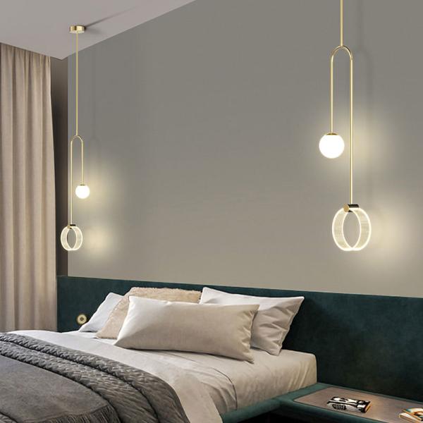 Modern Iron Minimalist Style High Glass Bamboo LED Pendant Lights for Control Mode