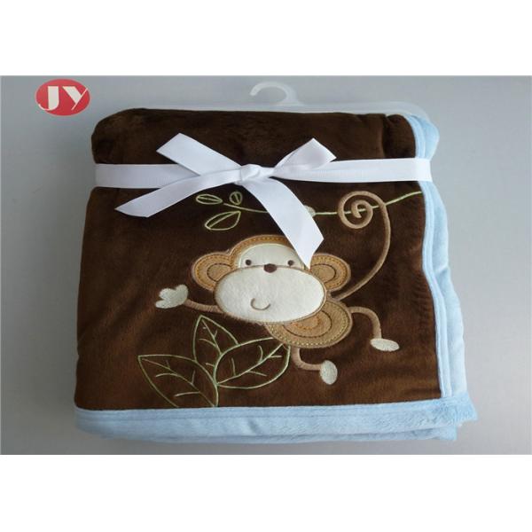 Cartoon Animal Premium Minky Baby Blanket Embroidered Reversible Knitted