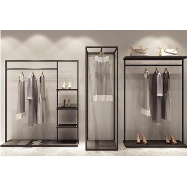 RAL Black Color Commercial Clothes Racks And Stands For Shops Or Showrooms