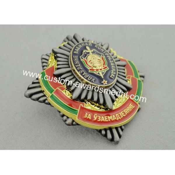 Screw Souvenir Badges Army / Car / Awards With Antique Silver Plating