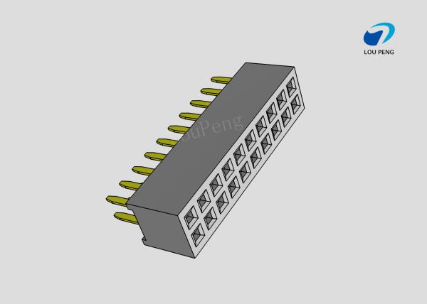Female header, PCB Mount Receptacle, Vertical, Board-to-Board, 20 Position, 2.54mm Pitch, Shrouded, Gold Flash, DIP