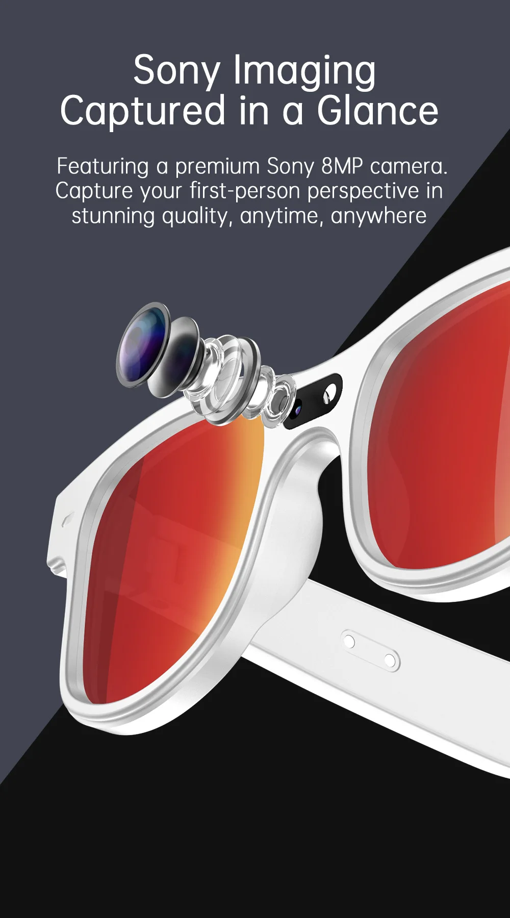 G3 AI Smart Glass With 8MP HD Camera Microphone Speakers