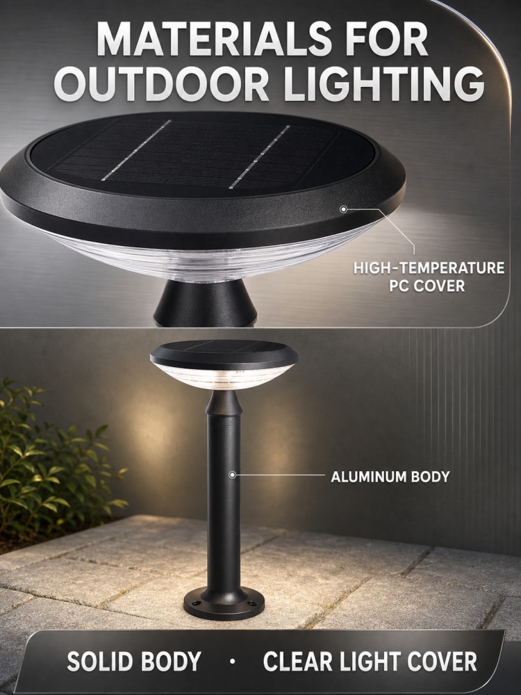 Weather Resistant Round Moon Solar Lawn Light Post 5W 380LM For Villa Garden Pathway