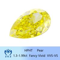 1.3ct-1.99ct HPHT Pear Loose Lab créé diamant jaune avec certification IGI