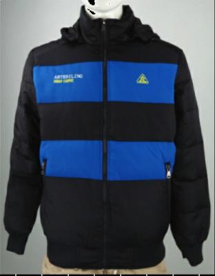 Black And Blue Mens Light Down Jacket , EMBO Rib Botton Mens Duck Down Jacket