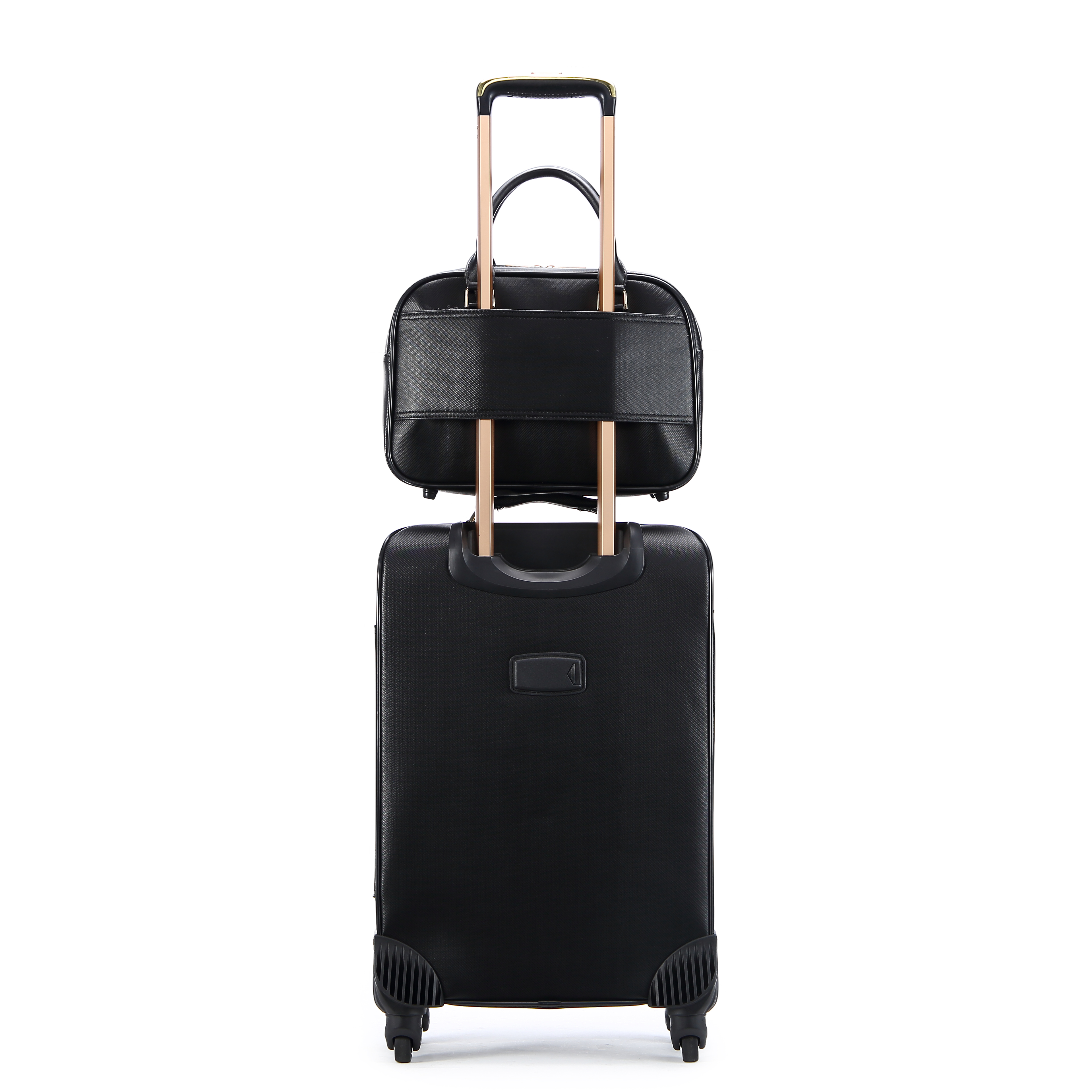 Unisex Portable On-the-Go Aluminum Travel Bag Set Convenient PU Material with Spinner Caster for Business Travel