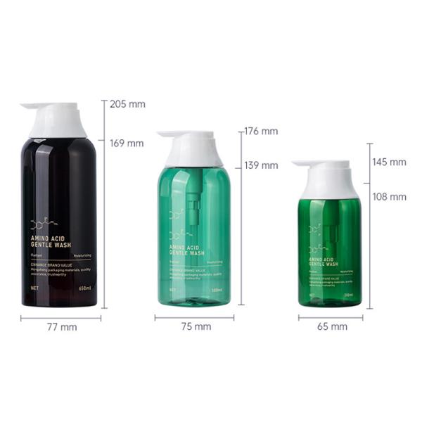 700ml/500ml Black/Green PP Smooth Bottle With white Pump For shampoo lotion bottle