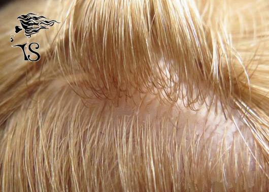 Blonde Silky Straight Toupee Hair Replacement System For Super Thin Skin Men
