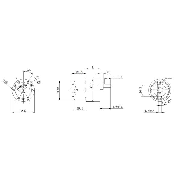 37 mm 500 Rpm Motor de alta torsión DC, reducción de engranajes pequeño Motor eléctrico