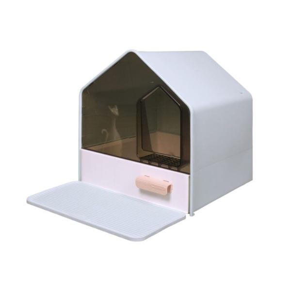 Gray Pink Semi Enclosed Litter Box OEM / ODM Semi Closed Cat Litter Box