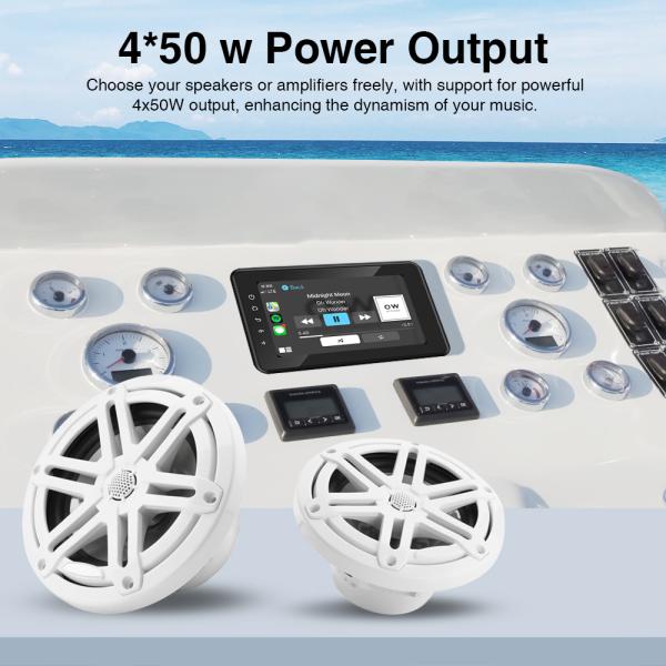 8 Inch Marine Boat Stereo Waterproof IP6X With Wireless CarPlay Android Auto For Marine Golf Cart Motorcycle