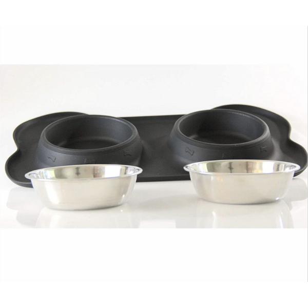 Acero inoxidable Cat Bowl Meal Pad Portable del perro casero del silicón