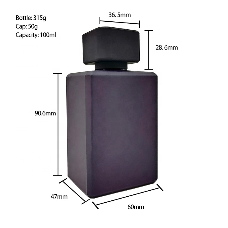 100ml Square Glass Perfume Bottles Empty Crimp Neck Flat Cap Spray