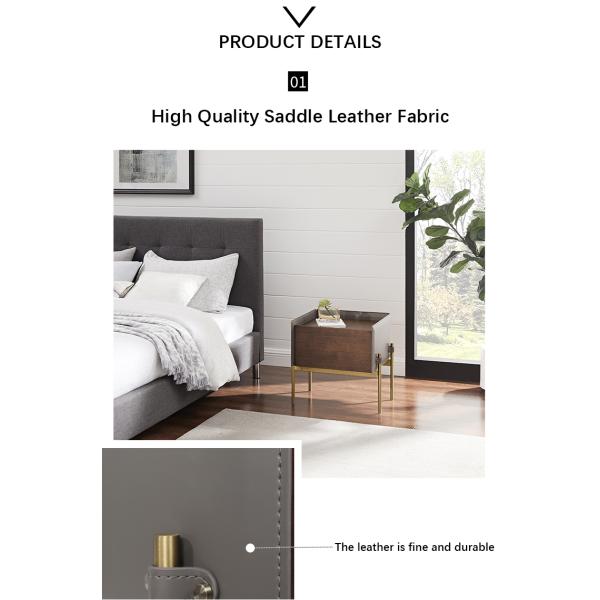 Solid Steel High Leg Nightstand Simple and Modern Storage Cabinet for Mini Bedroom