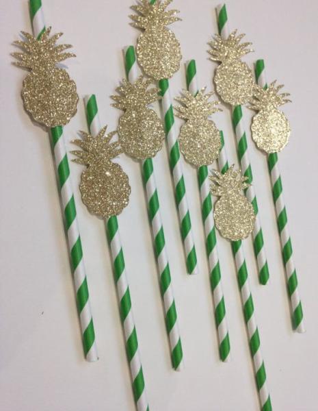 Custom Sticker Flamingo and Pineapple Pattern Paper Straws for Party Bar Accessories