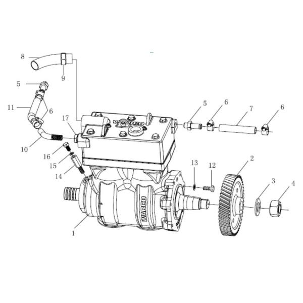 VG1560130080 Air Compressor 2 Cylinders SINOTRUK Wd615 Engine Parts
