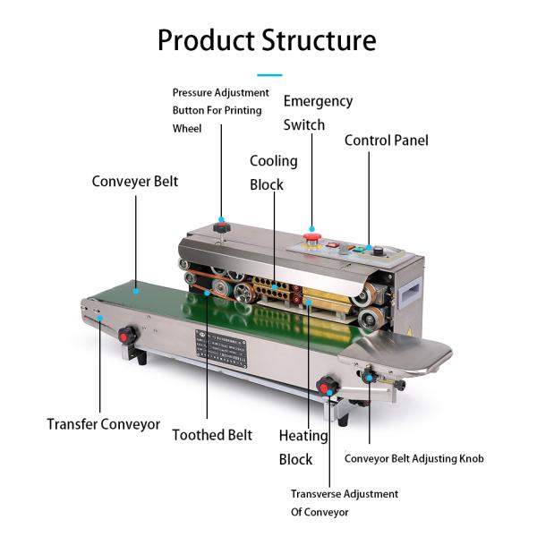 Machine de scellage thermique en acier inoxydable à propulsion électrique DUOQI FR-770SS