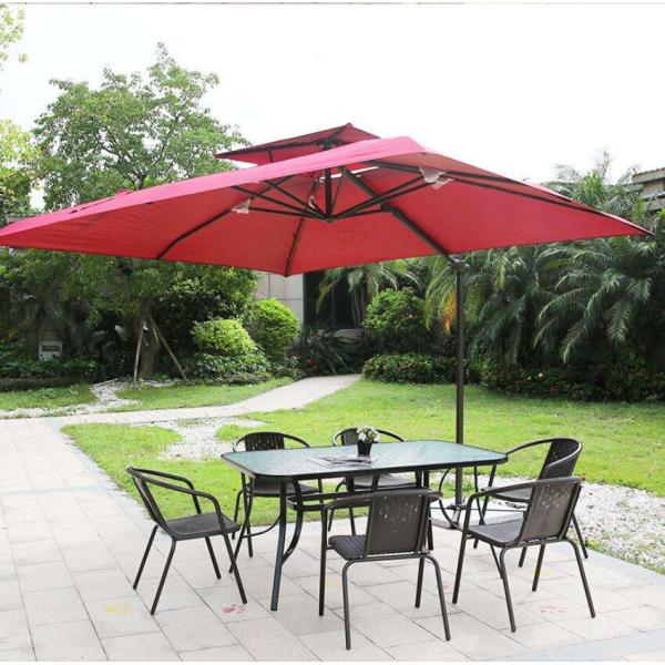 Parapluie en aluminium rouge parapluie en aluminium rotatif extérieur