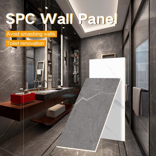 Spc Wall Panel New Pruduct 600*2440*4mm B1 Class Fireproof Spc Tile Durable Waterproof Wear Resistant LayerStone Plastic Composite Eco-Friendly Interior Decoration For Bathroom And Shower