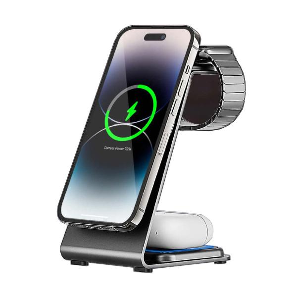 Carregamento sem fio de liga de alumínio magnético para dispositivos inteligentes USB-C Input Suporte a logotipo personalizado