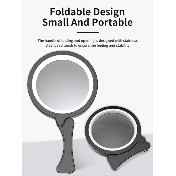 Multi-functional Hand-held Three-fold Double Mirror LED Acrylic Lens 17 White LEDs Magnifying Glass Scale for Reading Books