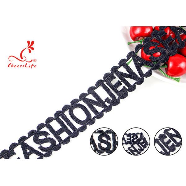 Fashion Schiffli Guipure Polyester Lace Trims Reach L4 High Color Fastness 3.5CM