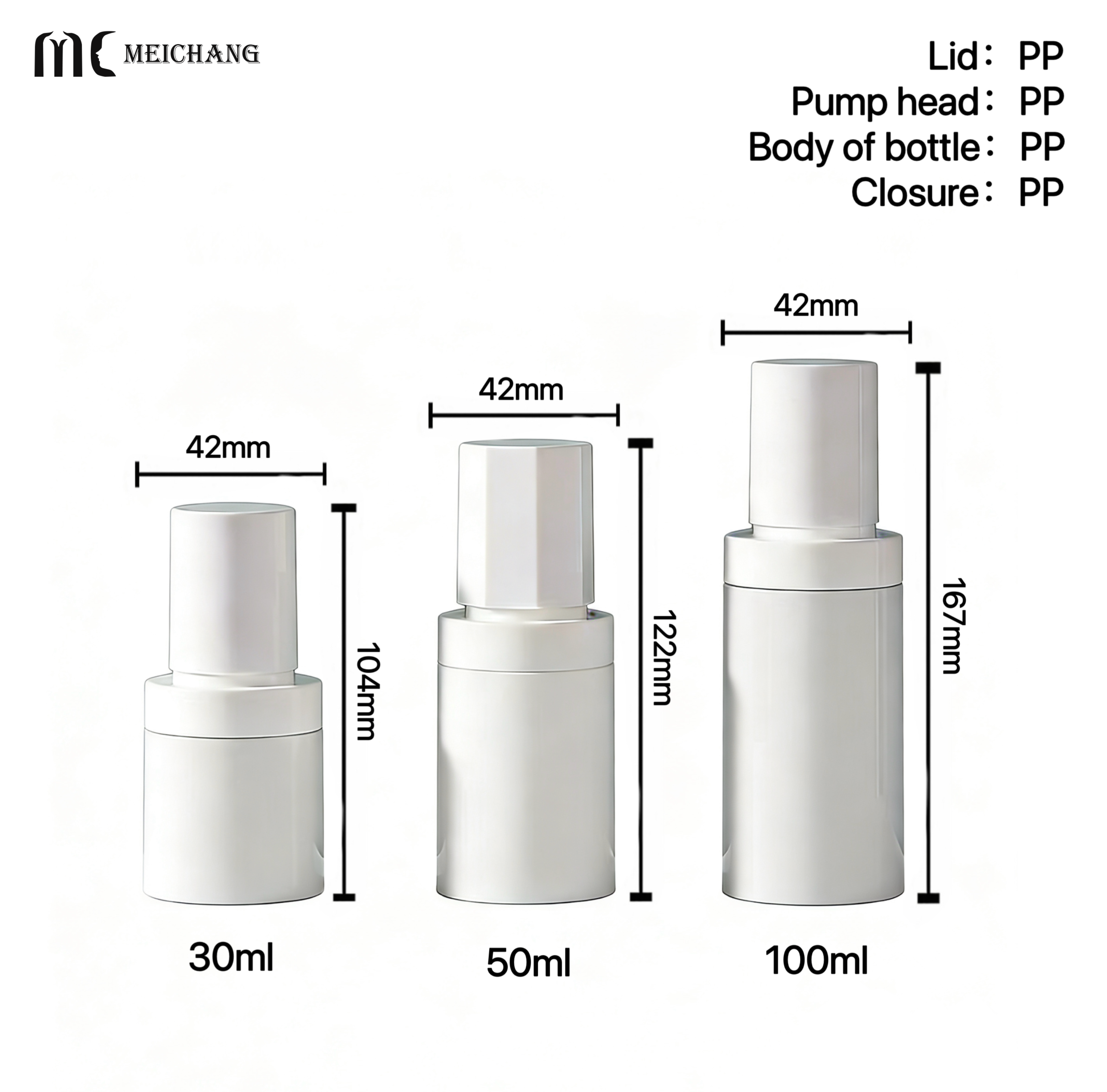 Eco-Friendly PP Material Airless Pump Bottle with Vacuum Fresh-Lock Tech and Customizable Logo for Skincare