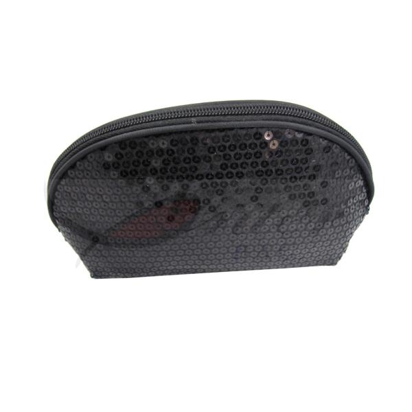 Personalized Black Sequin Travel Cosmetic Bags Ladies Makeup Bags For Women