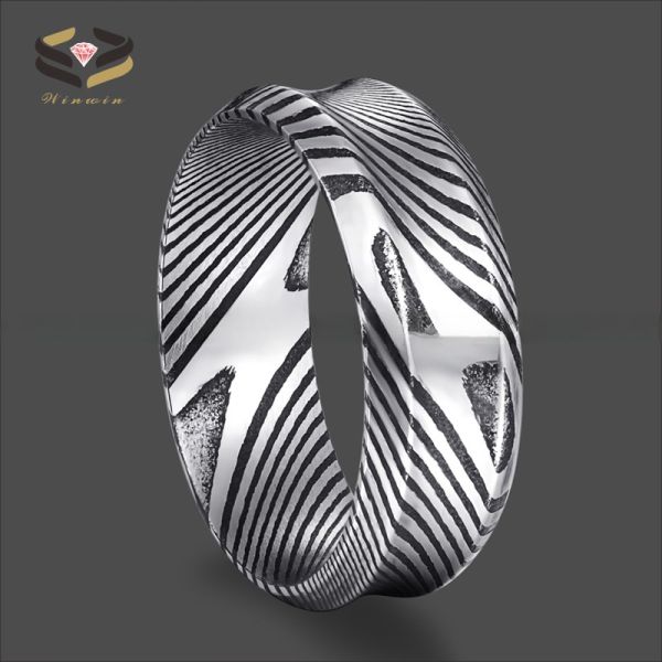 Black 8mm Damascus Steel Wedding Band Custom Made for Men and Women Invisible Setting Included Children's Gender Neutral