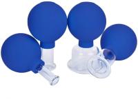 da família de vidro da massagem do corpo da sução da cabeça do PVC dos copos do vácuo 4Pcs/Set azul acupuntura meridiana colocando
