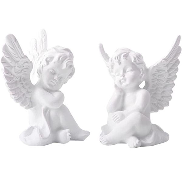 Finished Goods Garden Miniature Gold 2pcs Cherub Resin Statue Angel Figure Decorative