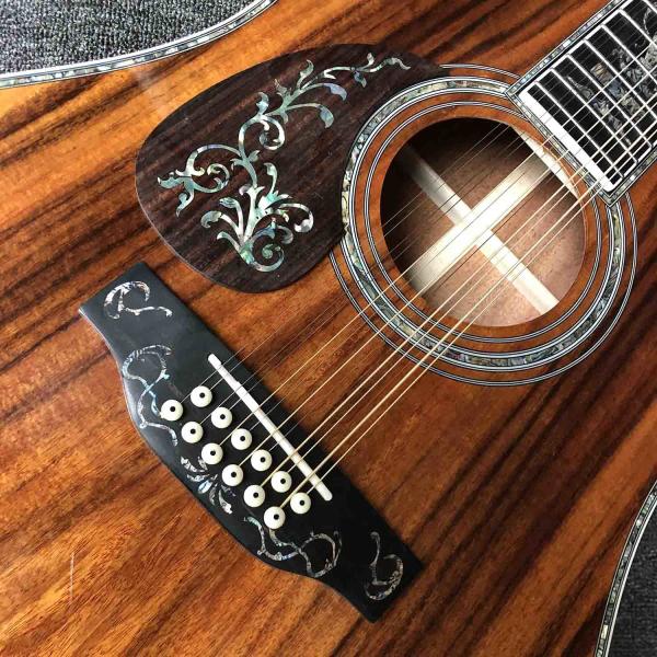Custom KOA 12 Strings Left Handed KOA Wood Acoustic Guitar