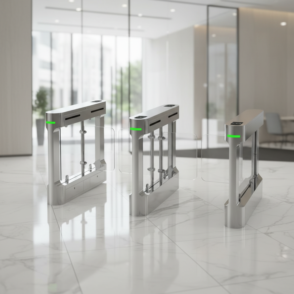Anti Tailgating Facial Recognition Gate , Stainless Steel Flap Barrier Gate Entrance