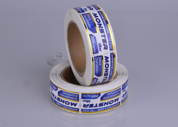 Custom adhesive partly gold stamping vinyl 10ml steroid vial labels