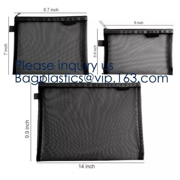 Mesh Makeup Bag See Through Zipper Pouch Travel Cosmetic and Toiletries Organizer Bags for Women Large & Medium, bagease