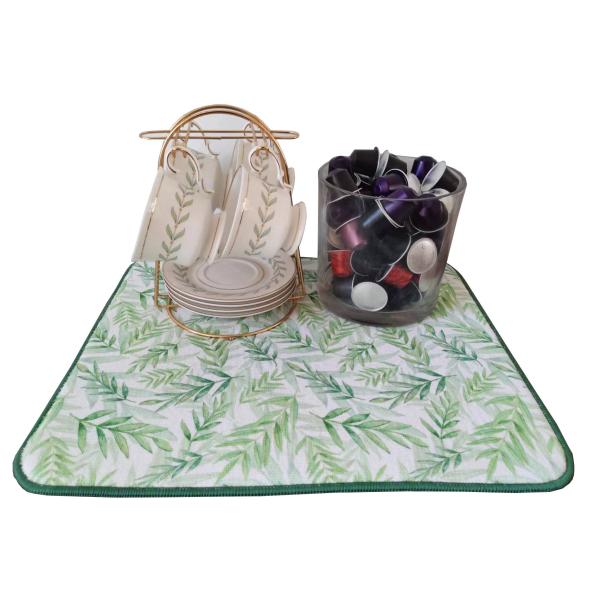 Kitchen Dish Drying Mat Heat-Resistant Printed Rack Microfiber Polyester