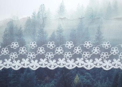 Custom Floral Embroidered Mesh Nylon Lace Trim With Scalloped Edge By Oeko Tex