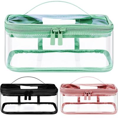 Saco cosmético transparente do Pvc da composição impermeável do zíper de Clear Tote Travel Toiletry Compliant Bags do organizador