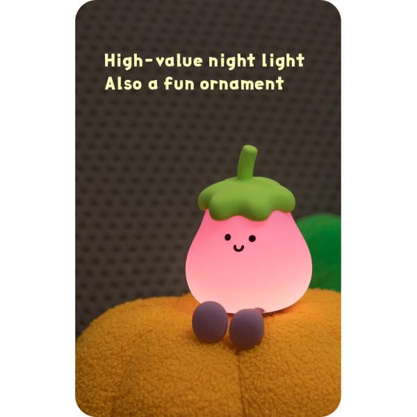 2025 Hot Sale Led Battery Usb Powered Eggplant Night Lights Kids Lamp For Home Decoration Holiday Lighting Night Lights For Gift
