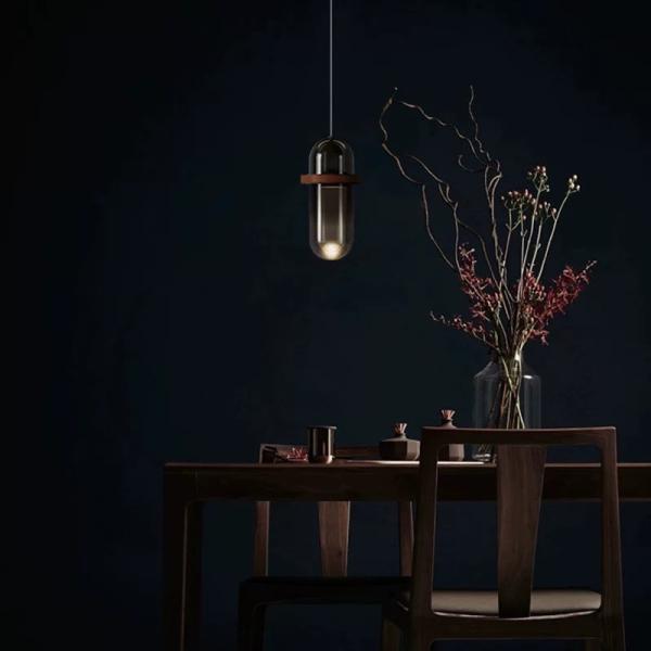 Light luxury simple smoke gray bedside glass small chandelier designer model room cafe leather restaurant chandelier