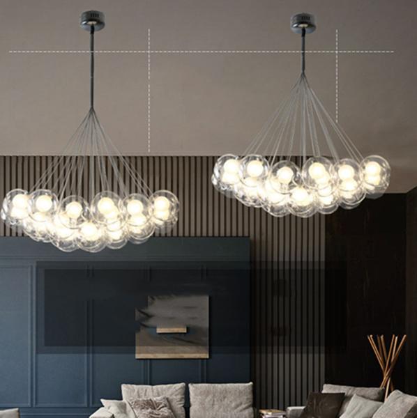 Nordic Clear Glass Ball Chandelier Restaurant Living Room Kid Room Chandelier 28.61 Round Pendant Chandelier（WH-MI-129)