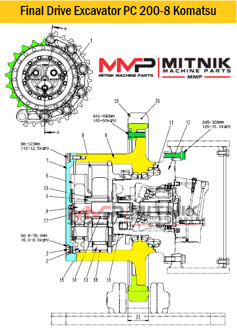 Excavator Hydraulic Travel Motor Parts CAT307 CAT308 CAT320 Final Drive Assembly