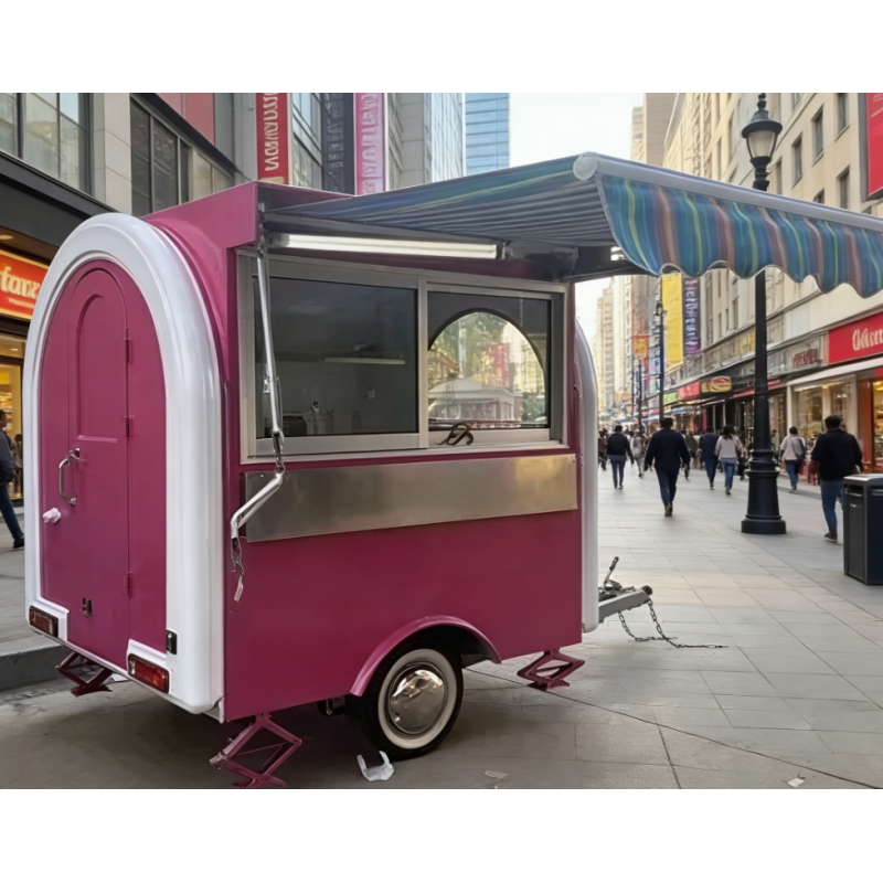 Round Shape Stainless Steel Outdoor Mobile Kitchen Trailer Fast Food Street Coffee Shop Catering Service