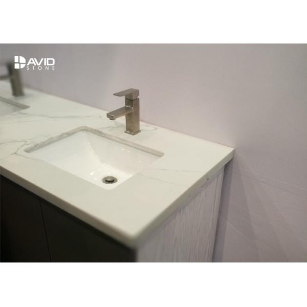 Calacatta White Quartz Stone Slab For Kitchen Countertop / Bathroom Vanity Top